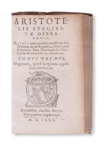 ARISTOTLE. Opera omnia.  Vols. 1-5 (of 7).  1580